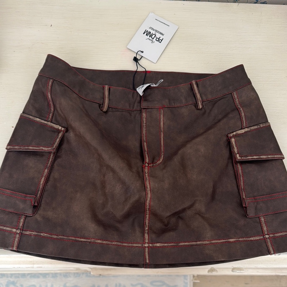 Princess Polly Brown Leather Skirt